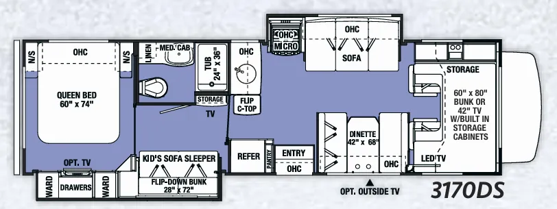 Forest River Sunseeker 3170DS floor plan