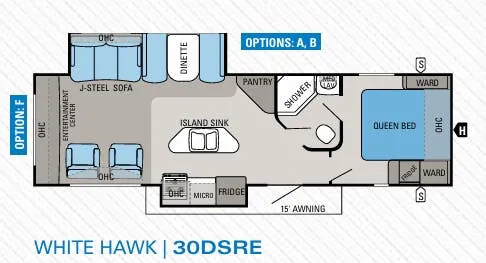 Jayco White Hawk 30DSRE floor plan