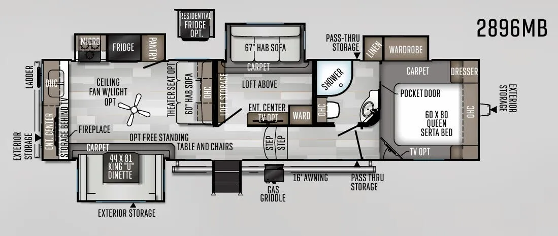Forest River Rockwood Ultra Lite 2896MB floor plan