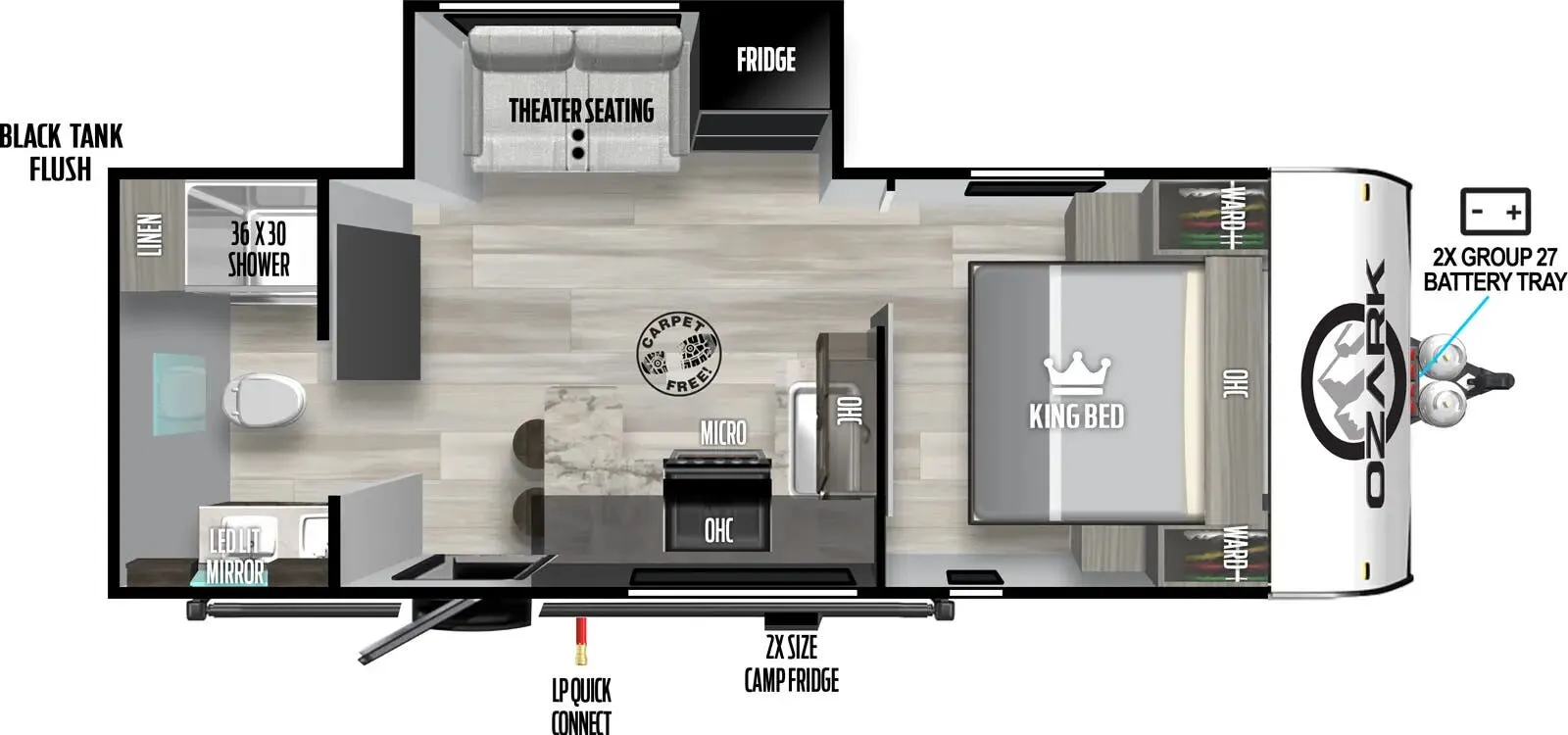 Forest River Ozark 2430RBK floor plan