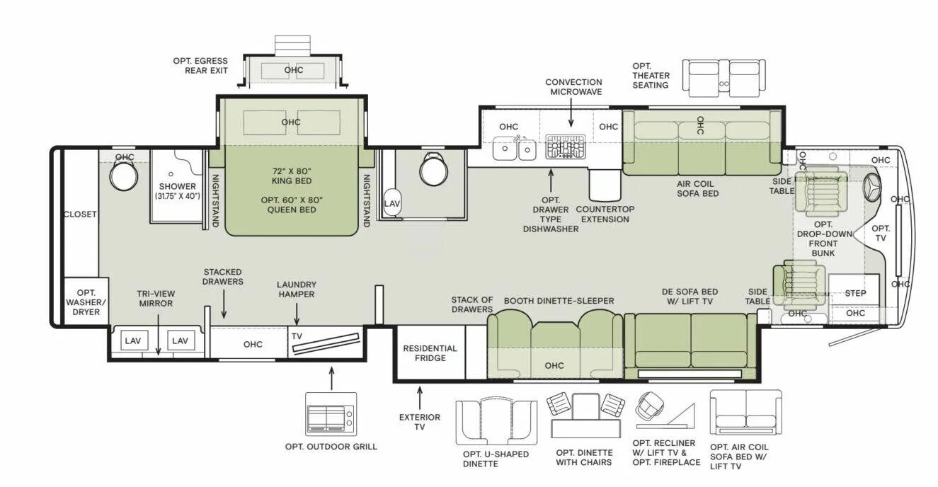 Tiffin Phaeton 40 IH floor plan