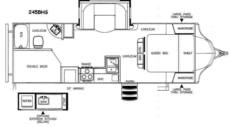 2016 Forest River Vibe Extreme Lite 245BHS - Floor plan