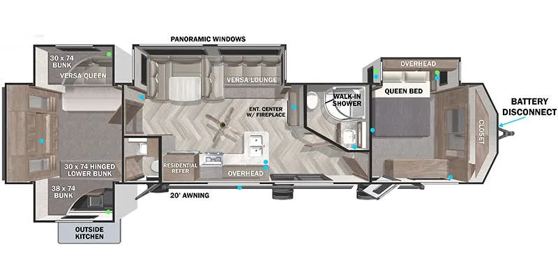 Forest River Wildwood Lodge 42QBQ floor plan