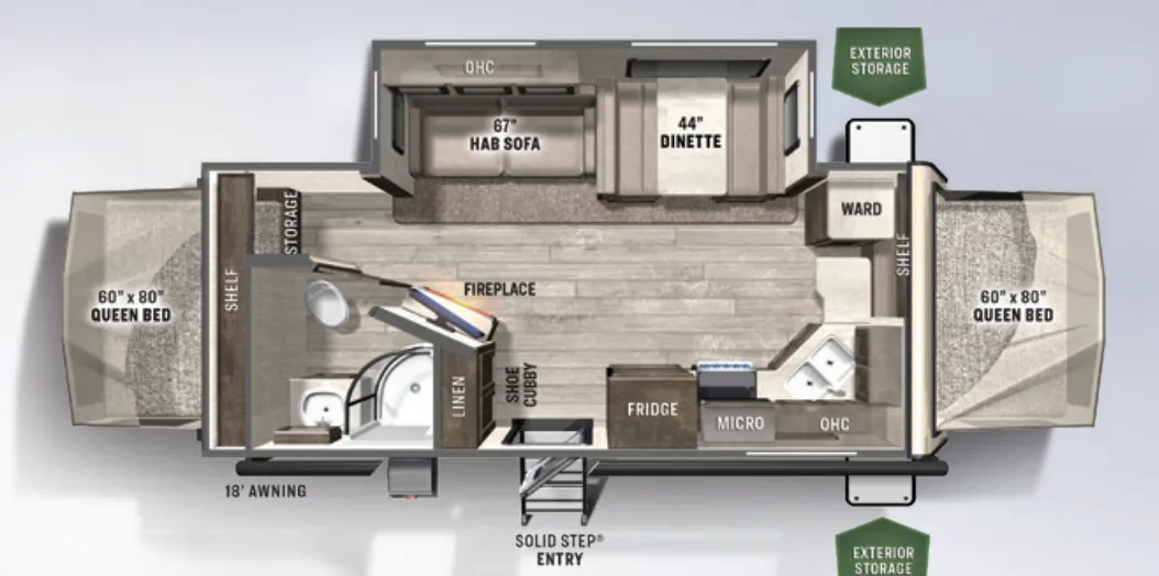 Forest River Flagstaff Shamrock 23FK floor plan