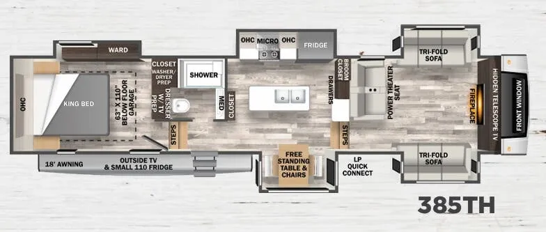 Forest River Cedar Creek 385TH floor plan