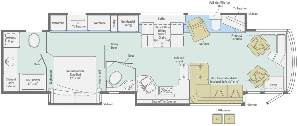 Winnebago Tour 42QD floor plan