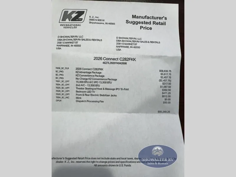 2026 KZ Connect 282FKK - Photo 2