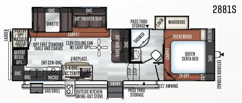 Forest River Rockwood Ultra Lite 2881S floor plan