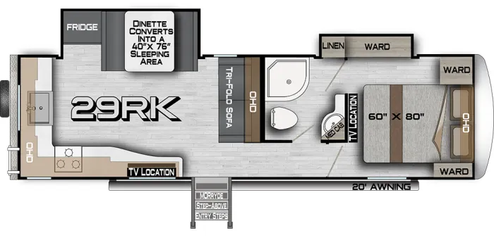 Northwood Arctic Fox North Fork 29RK floor plan