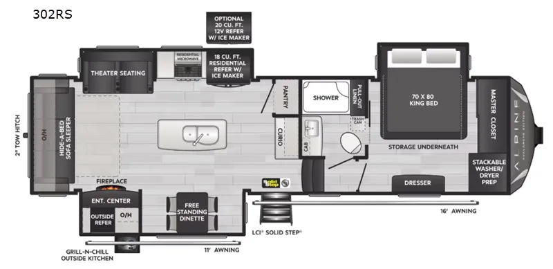 2025 Keystone Alpine Avalanche Edition 302RS floor plan