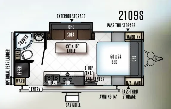 Forest River Rockwood Mini Lite 2109S floor plan
