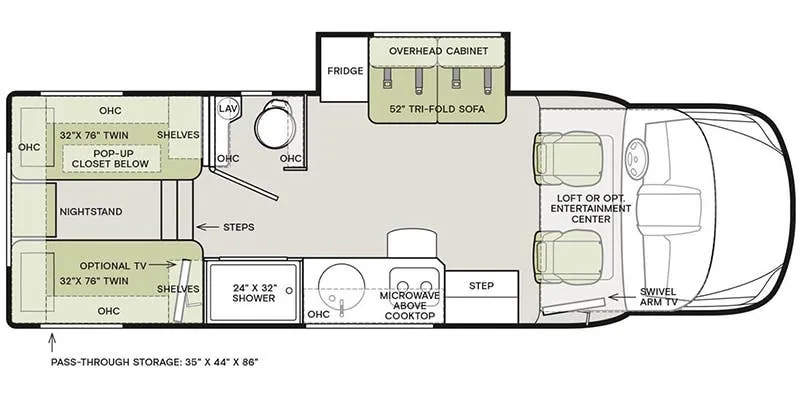 2021 Tiffin Wayfarer 25 LW - Floor plan