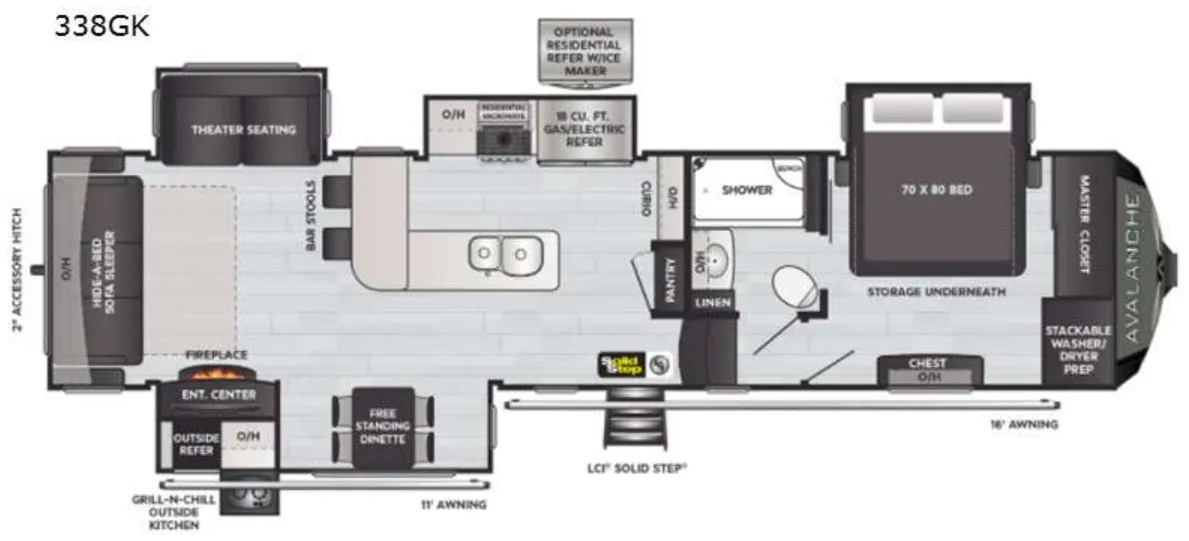 Keystone Alpine Avalanche Edition 338GK floor plan
