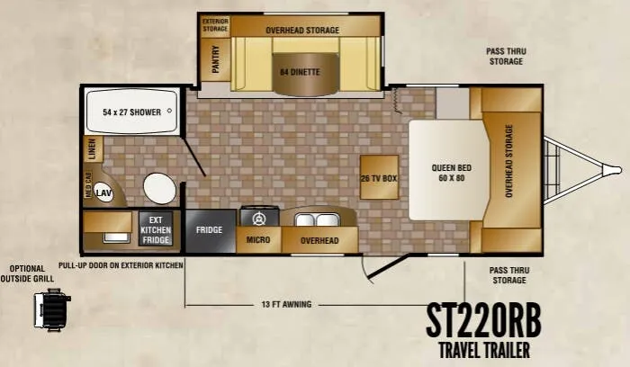 CrossRoads Sunset Trail Super Lite ST220RB floor plan