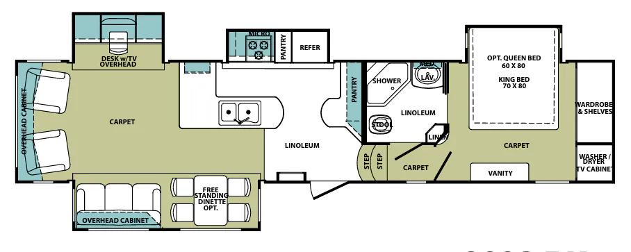Forest River Cardinal 3450 RL floor plan