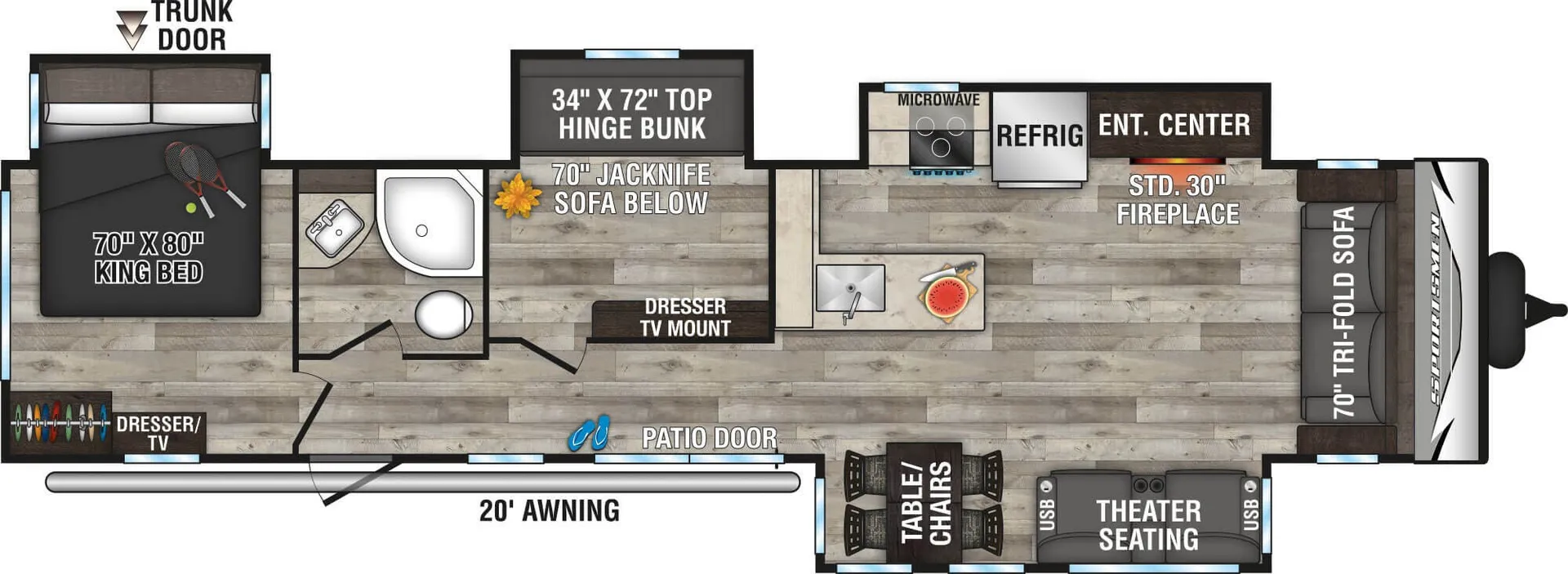 K-Z Sportsmen 364BH floor plan