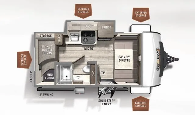 Forest River Rockwood Geo Pro 16BH floor plan