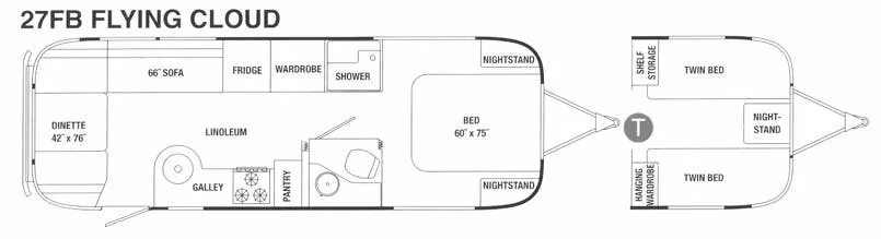 Airstream Flying Cloud 27FB floor plan