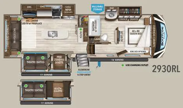 2020 Grand Design Solitude S-Class 2930RL floor plan