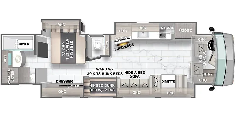 Forest River Berkshire XL 40C floor plan