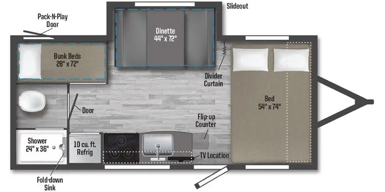 Winnebago Micro Minnie 1808FBS floor plan