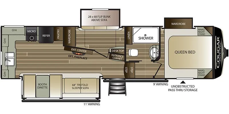 2021 Keystone Cougar Half-Ton 29MBS floor plan