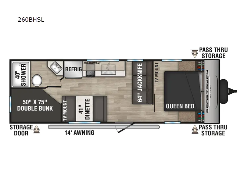 2024 K-Z Sportsmen Select 260BHSL floor plan