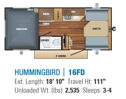 Jayco Hummingbird 16FD floor plan