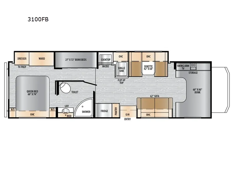 2026 EAST TO WEST Entrada 3100FB - Floor plan