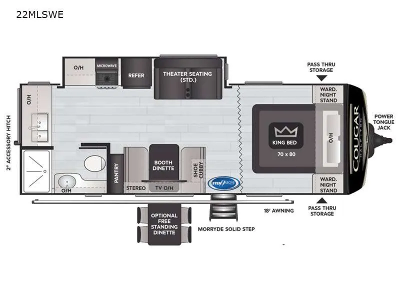 2021 Keystone Cougar Half-Ton 22MLSWE - Floor plan