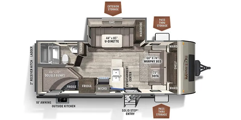 2022 Forest River Rockwood Mini Lite 2509S floor plan