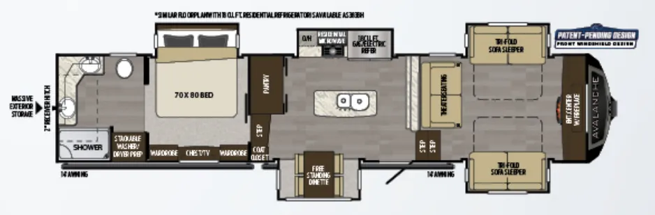 Keystone Avalanche 382FL floor plan