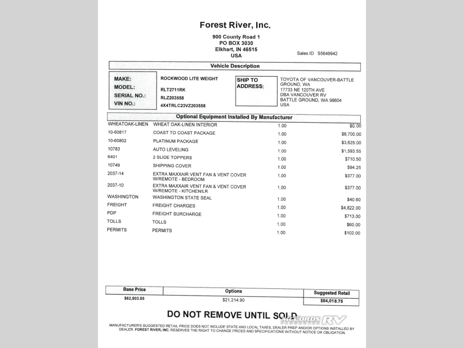 2027 Forest River Rockwood Ultra Lite 2711RK