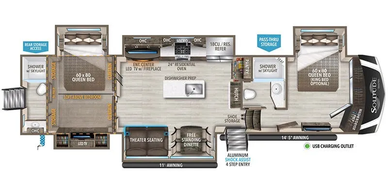 Grand Design Solitude 391DL-R floor plan