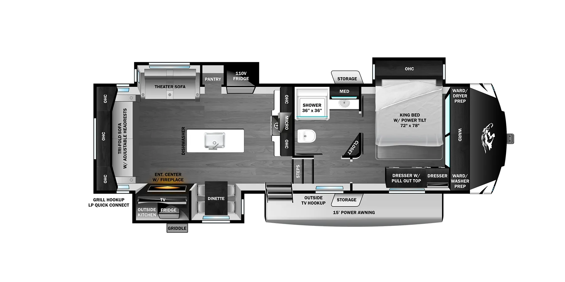 Highland Ridge Open Range 3X 3X 287RLS floor plan