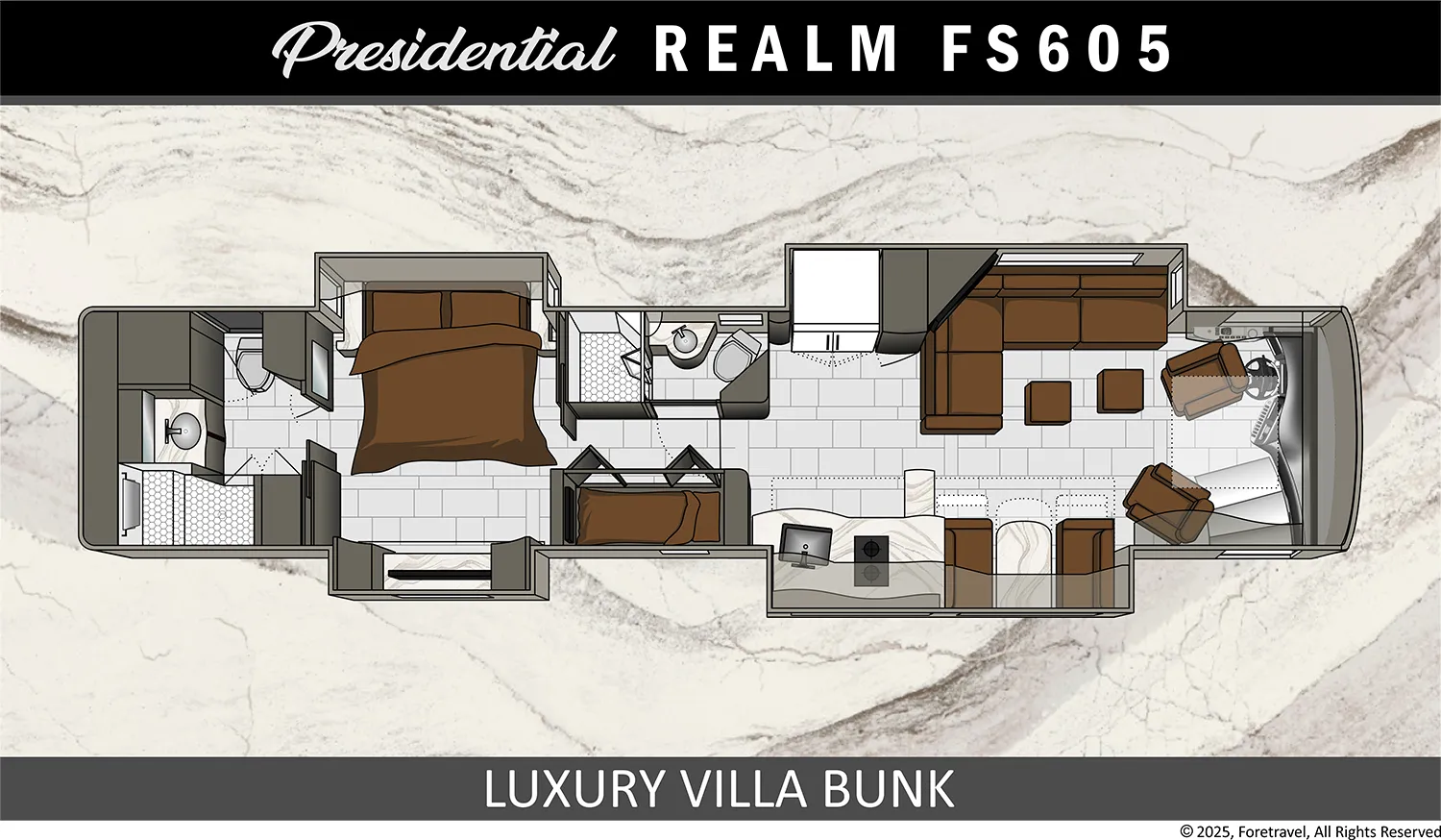 Foretravel Realm Presidential LVB floor plan
