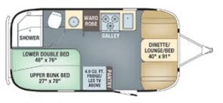 Airstream Flying Cloud 19CBB BUNK floor plan