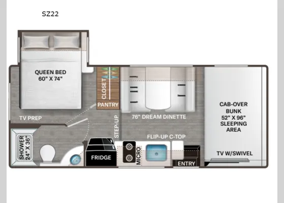 2026 Thor Motor Coach Pasadena SE SZ22 floor plan