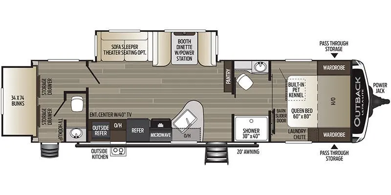 2019 Keystone Outback Ultra-Lite 301UBH floor plan