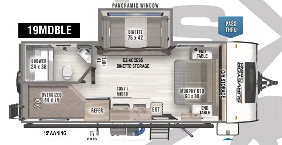 2022 Forest River Surveyor Legend 19MDBLE - Floor plan