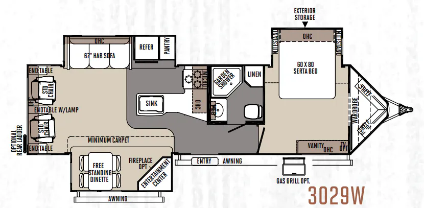 Forest River Rockwood Windjammer 3029W floor plan