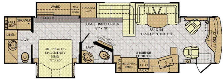 Fleetwood Pace Arrow LXE 38K floor plan