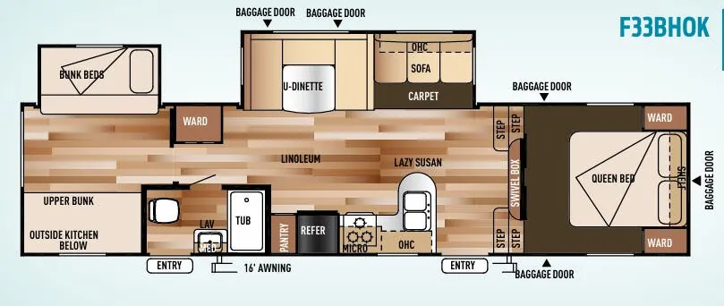 Forest River Wildwood F33BHOK floor plan