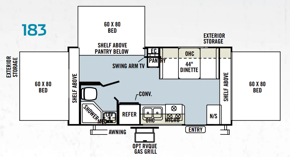 Forest River Rockwood Roo 183 floor plan