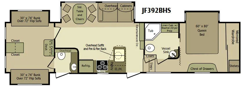 Highland Ridge Open Range Journeyer JF392BHS floor plan