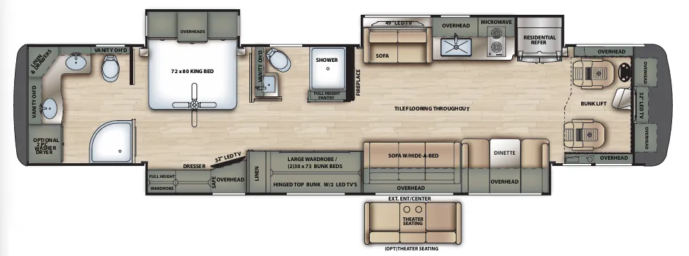 Forest River Berkshire XLT 45CA floor plan