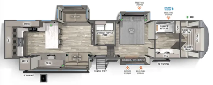 2024 Forest River Sandpiper 3800RK - Floor plan