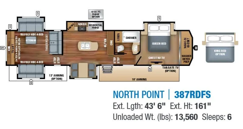 2018 Jayco North Point 387RDFS floor plan