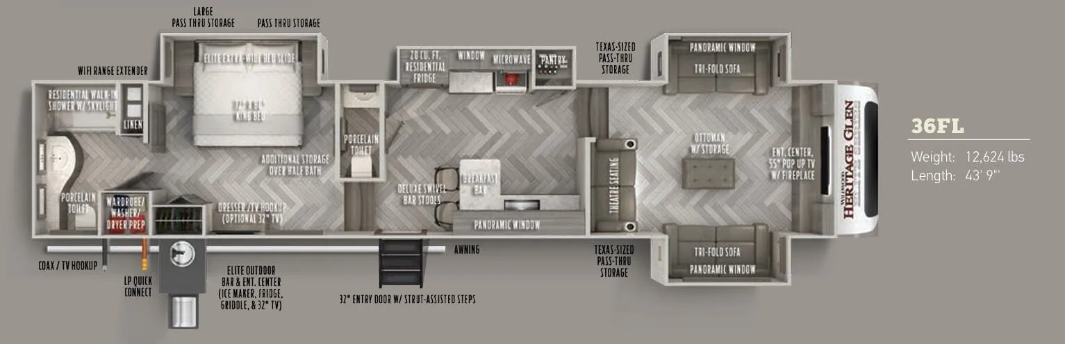 2020 Forest River Wildwood Heritage Glen Elite 36FL - Floor plan