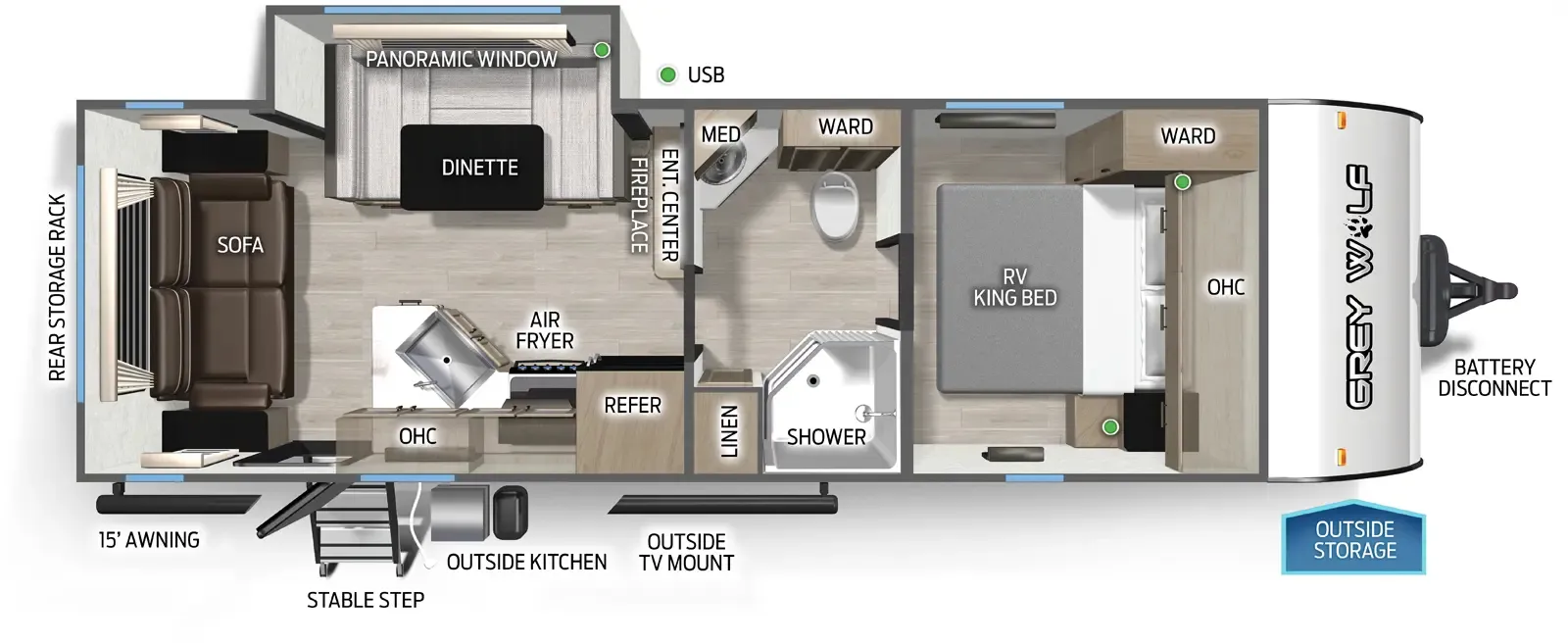 2027 Cherokee Grey Wolf 23MK - Floor plan